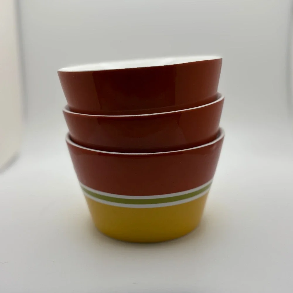 222 Fifth Cadiz Red‎ Yellow Stripes Fine China Small Bowl
